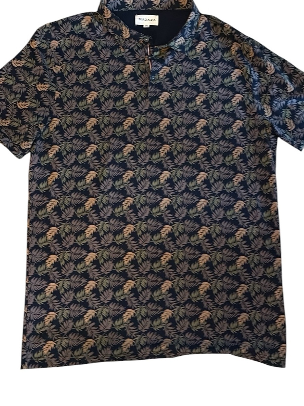 Mazara Navy Tropical Print Polo Shirt